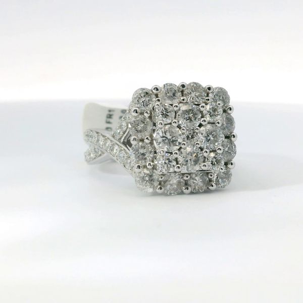 White 14K Gold Multi Center Halo Diamond Ring 3.00Ctw Round Diamonds Image 2 Bradley's Jewelers Jacksonville, NC