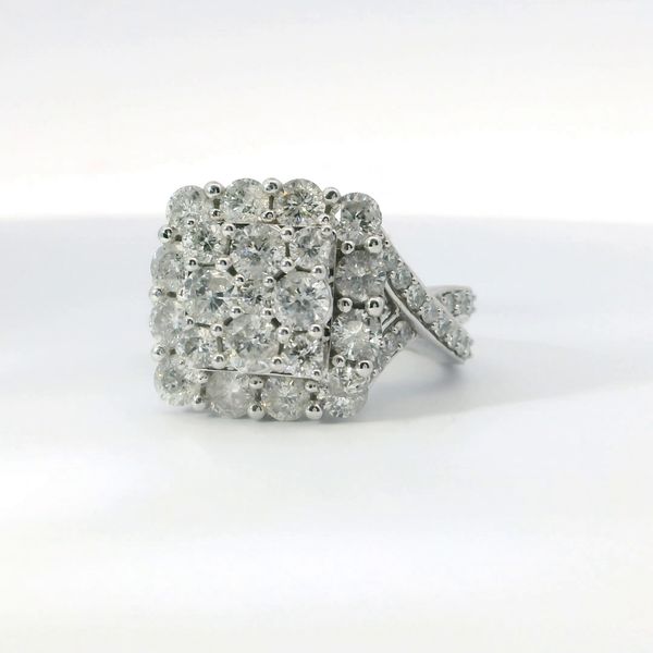 White 14K Gold Multi Center Halo Diamond Ring 3.00Ctw Round Diamonds Image 3 Bradley's Jewelers Jacksonville, NC