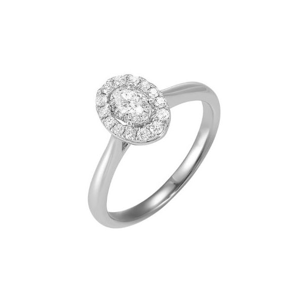 14K White Gold Oval Diamond Halo Engagement Ring – 0.35 CTW Bradley's Jewelers Jacksonville, NC