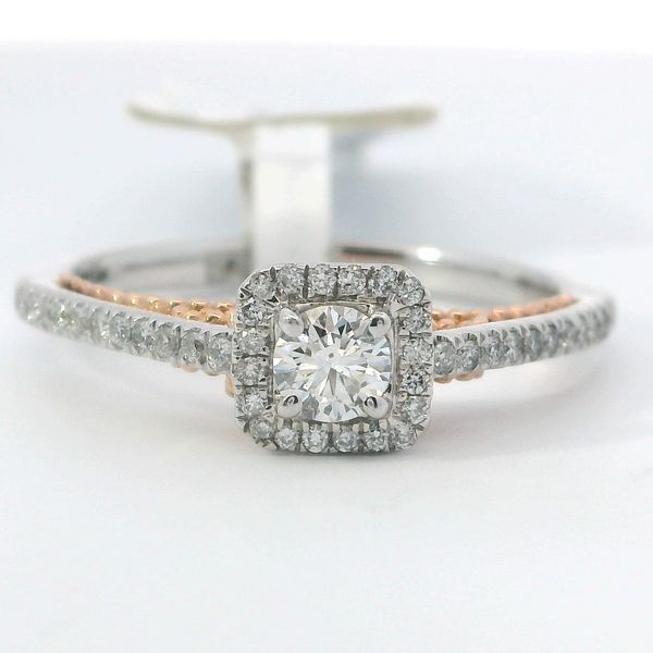 14K White & Rose Gold Diamond Halo Ring – 0.33 CTW Bradley's Jewelers Jacksonville, NC