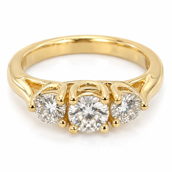 14K Yellow Gold 1.00CTW Three Diamond Trellis Anniversary Ring Bradley's Jewelers Jacksonville, NC