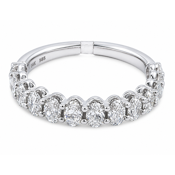 14K White Gold 1.40 CTW Oval Diamond Halfway Wedding Band Bradley's Jewelers Jacksonville, NC