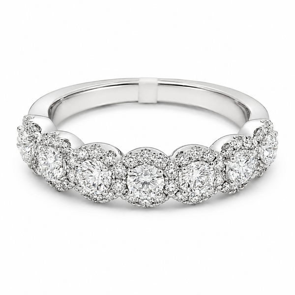 14K White Gold 1.10 CTW Diamond Multi-Halo Band Bradley's Jewelers Jacksonville, NC