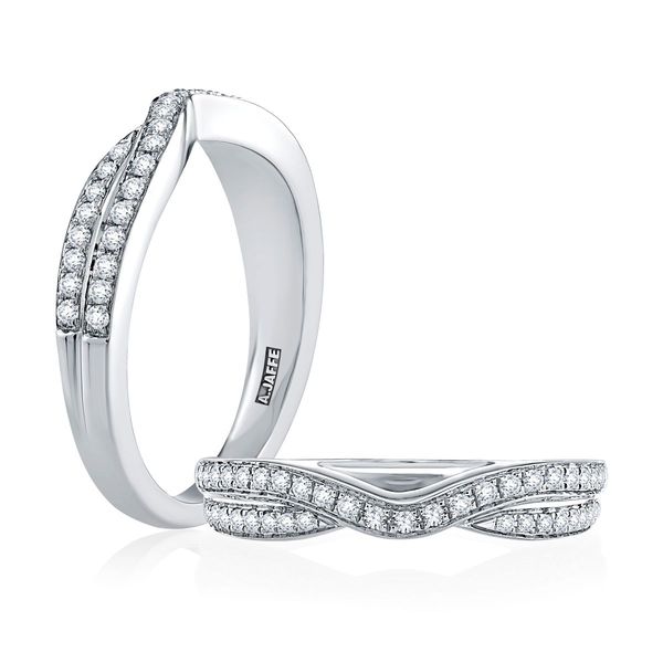A. Jaffe 14K White Gold Double Row Curved Diamond Wedding Band | 0.23 CTW G/H SI2 Bradley's Jewelers Jacksonville, NC