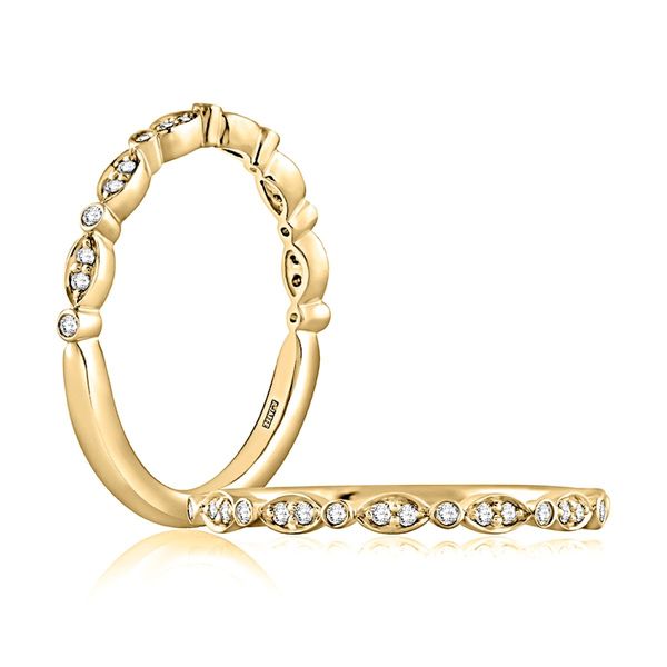 A. Jaffe 14K Yellow Gold Diamond Wedding Band | 0.10 CTW Round Diamonds Bradley's Jewelers Jacksonville, NC