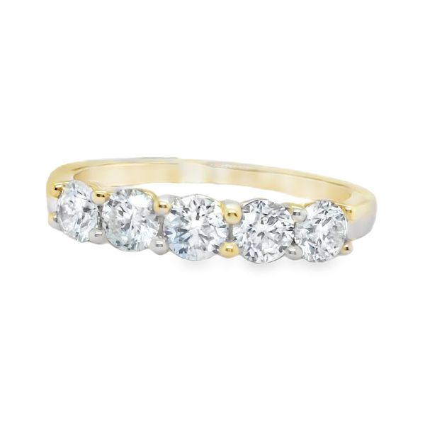 14K Yellow Gold 1.00CTW Five Diamond Wedding Band Bradley's Jewelers Jacksonville, NC