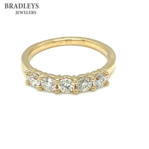 14K Yellow Gold 0.75 CTW 5 Diamond Wedding Band Bradley's Jewelers Jacksonville, NC