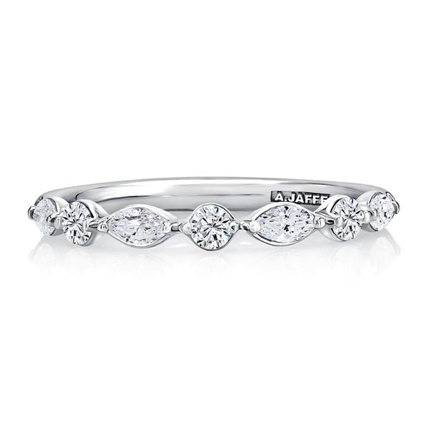 A. Jaffe 14K White Gold Diamond Wedding Band | Marquise & Round 0.43 CTW G/SI2 Image 2 Bradley's Jewelers Jacksonville, NC