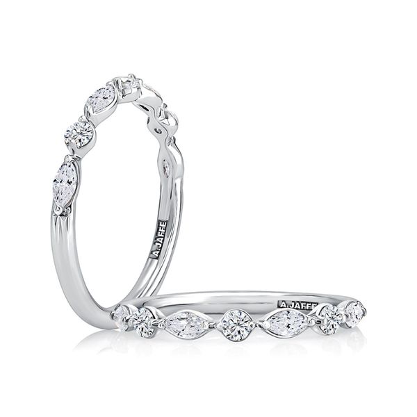 A. Jaffe 14K White Gold Diamond Wedding Band | Marquise & Round 0.43 CTW G/SI2 Bradley's Jewelers Jacksonville, NC