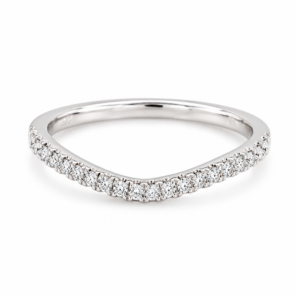 14K White Gold .20 CTW G VS2 Diamond Curved Wedding Band Size 6.5 Bradley's Jewelers Jacksonville, NC