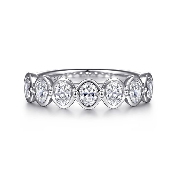 Gabriel & Co 14K White Gold Bezel-Set Oval Diamond Band – 1.06Ctw – Contemporary Collection Bradley's Jewelers Jacksonville, NC