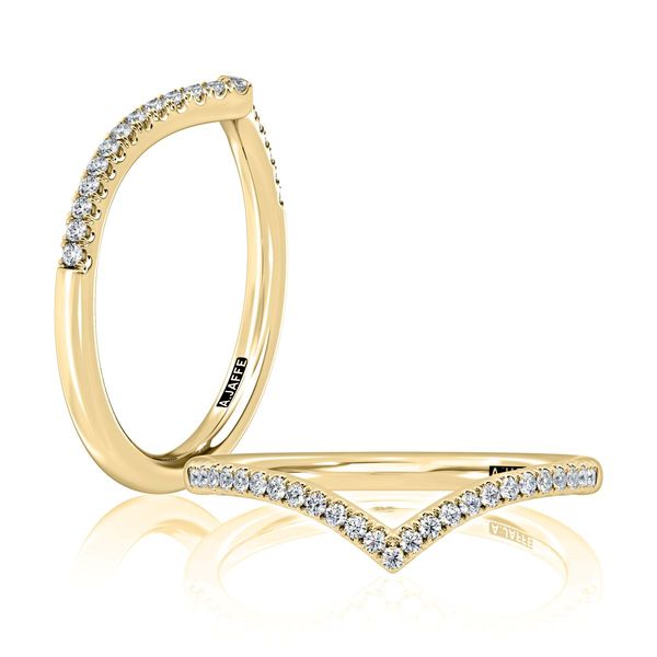 A. Jaffe 14K Yellow Gold Chevron Diamond Wedding Band | 0.13 CTW Bradley's Jewelers Jacksonville, NC