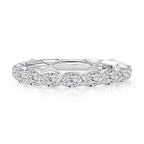 A. Jaffe 14K White Gold Oval Diamond Band | 0.93 CTW G/SI3 Quilted Interior European Shank Image 2 Bradley's Jewelers Jacksonville, NC