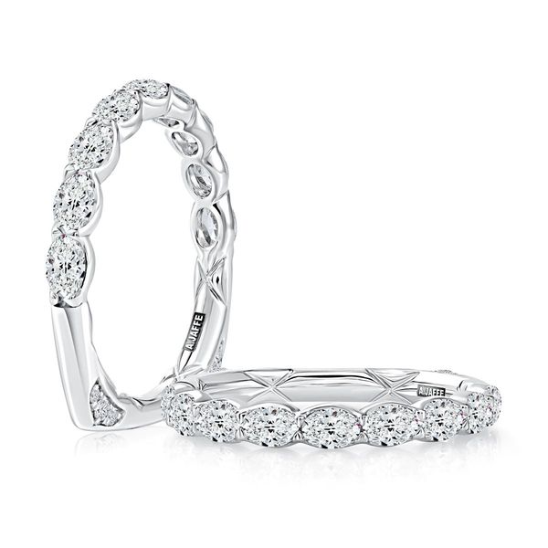 A. Jaffe 14K White Gold Oval Diamond Band | 0.93 CTW G/SI3 Quilted Interior European Shank Bradley's Jewelers Jacksonville, NC