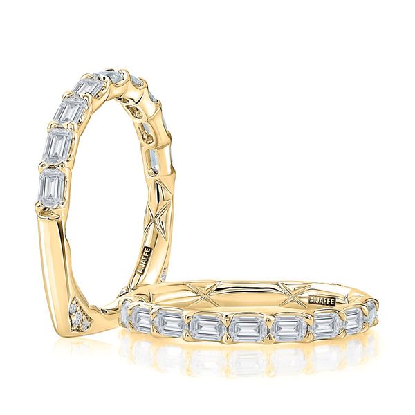 A. Jaffe 14K Yellow Gold Shared Prong Diamond Band | 0.93 CTW Baguette G/SI3 Bradley's Jewelers Jacksonville, NC