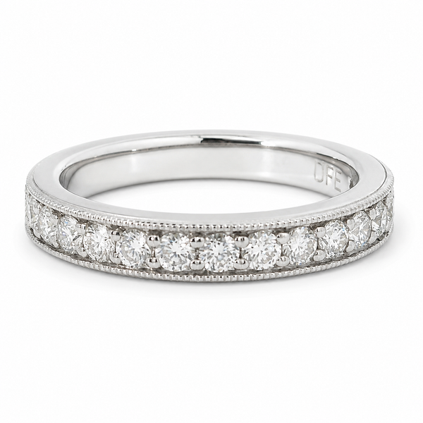 14K White Gold 0.55 CTW G VS2 Diamond Milgrain Wedding Band Bradley's Jewelers Jacksonville, NC