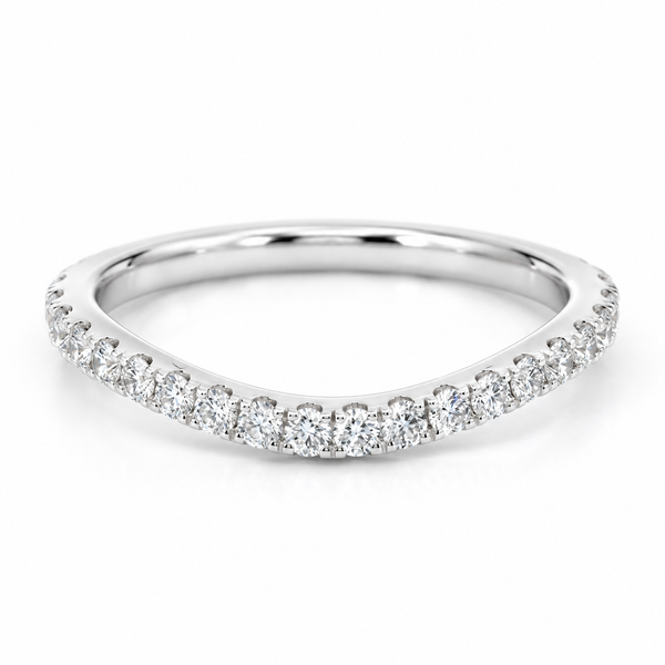 14K White Gold 0.34 CTW Curved Prong-Set Diamond Wedding Band Bradley's Jewelers Jacksonville, NC