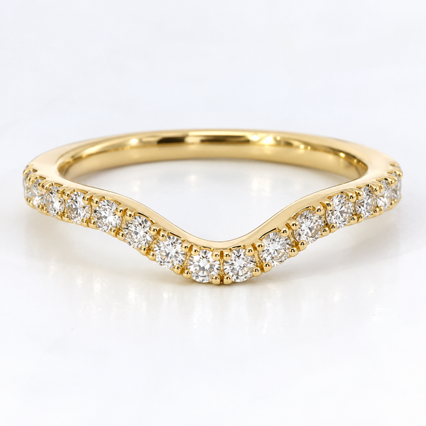 14K Yellow Gold 0.34 CTW Curved Diamond Wedding Band Bradley's Jewelers Jacksonville, NC