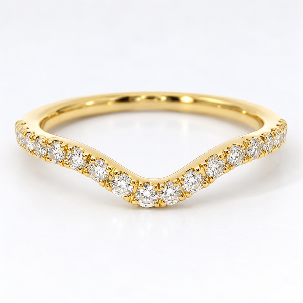 14K Yellow Gold 0.25 CTW Curved Diamond Wedding Band Bradley's Jewelers Jacksonville, NC