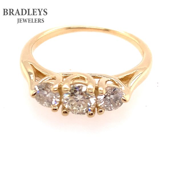 14K Yellow Gold 0.50 CTW Three Diamond Trellis Anniversary Ring Bradley's Jewelers Jacksonville, NC