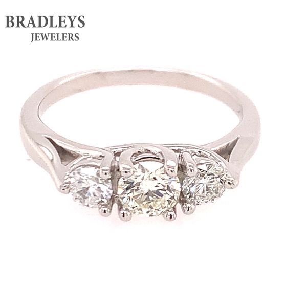 14K White Gold Three Diamond Trellis Anniversary Ring .75CTW Bradley's Jewelers Jacksonville, NC