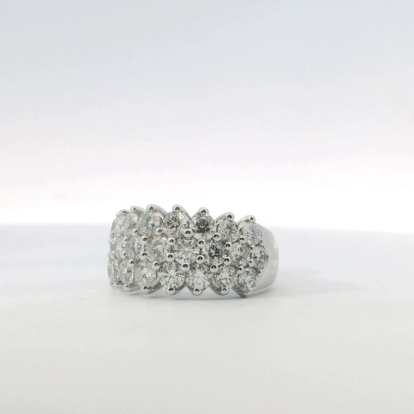 White 14K Gold 3 Row Diamond Anniversary Ring 3.00Ctw Brilliant Round Diamonds Image 2 Bradley's Jewelers Jacksonville, NC