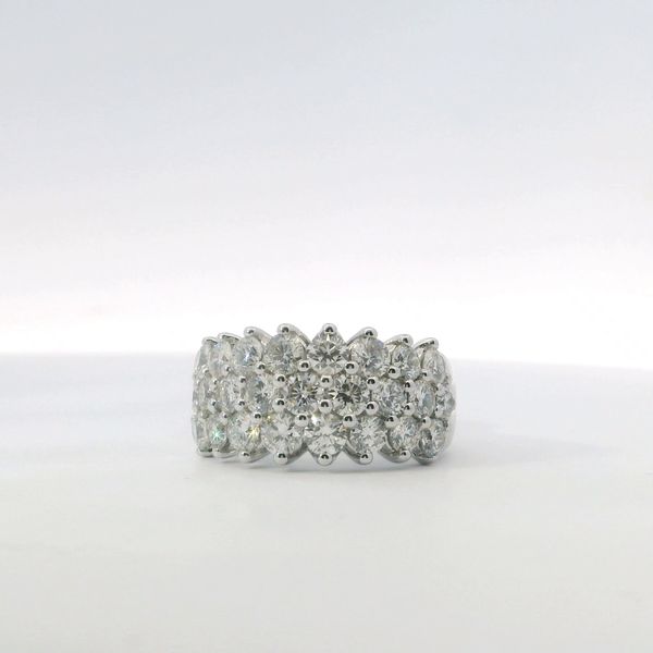 White 14K Gold 3 Row Diamond Anniversary Ring 3.00Ctw Brilliant Round Diamonds Image 3 Bradley's Jewelers Jacksonville, NC