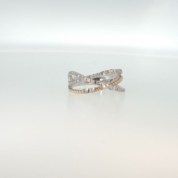 14K White & Yellow Gold Diamond Crossover Ring .52 CTW Image 2 Bradley's Jewelers Jacksonville, NC