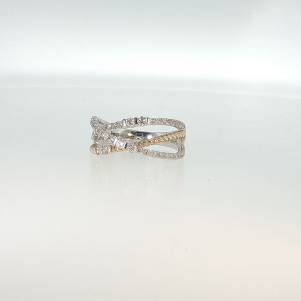 14K White & Yellow Gold Diamond Crossover Ring .52 CTW Image 3 Bradley's Jewelers Jacksonville, NC