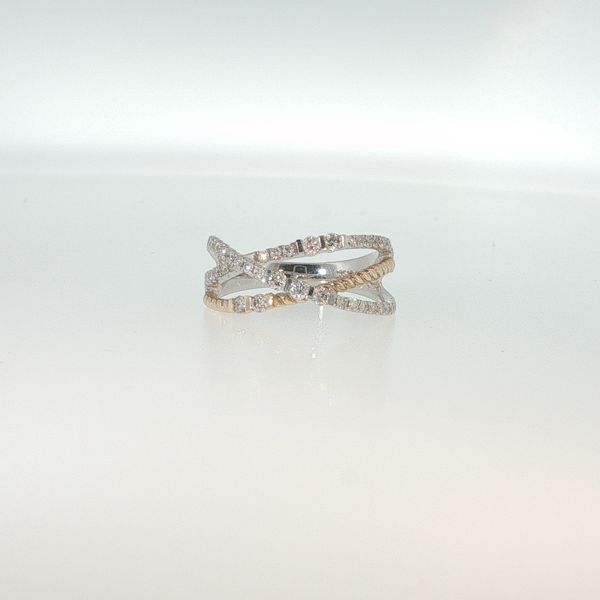 14K White & Yellow Gold Diamond Crossover Ring .52 CTW Bradley's Jewelers Jacksonville, NC