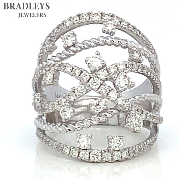 24K White Gold Diamond Large Domed Fashion Ring 1.36 CTW Statement Ring Bradley's Jewelers Jacksonville, NC