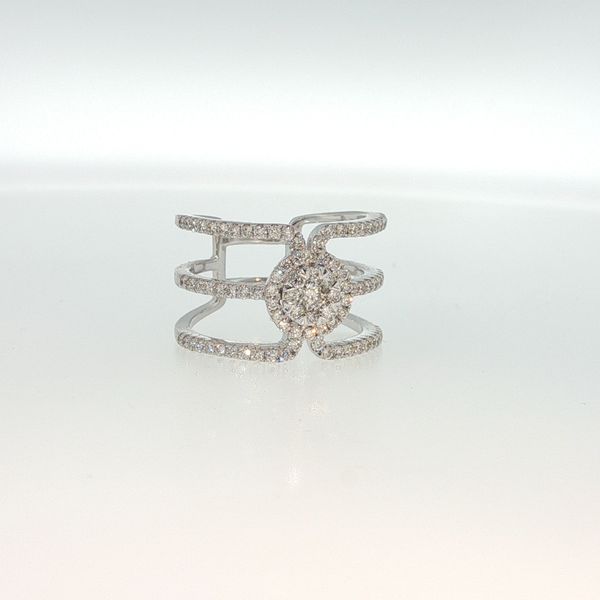 14K White Gold 3-Row Diamond Fashion Ring 1.04 CTW Multi-Center Design Image 2 Bradley's Jewelers Jacksonville, NC