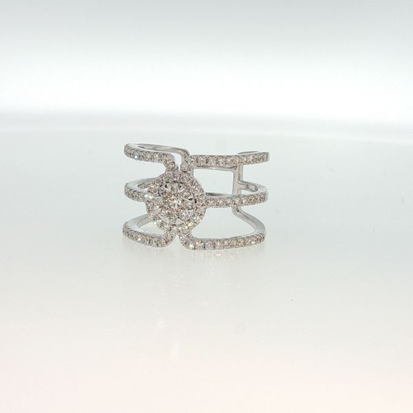 14K White Gold 3-Row Diamond Fashion Ring 1.04 CTW Multi-Center Design Image 3 Bradley's Jewelers Jacksonville, NC