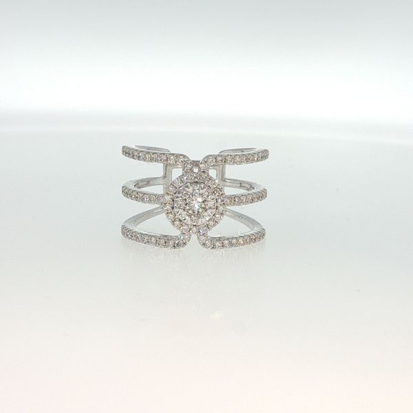 14K White Gold 3-Row Diamond Fashion Ring 1.04 CTW Multi-Center Design Image 4 Bradley's Jewelers Jacksonville, NC