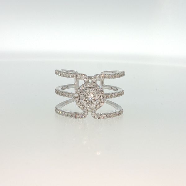 14K White Gold 3-Row Diamond Fashion Ring 1.04 CTW Multi-Center Design Bradley's Jewelers Jacksonville, NC