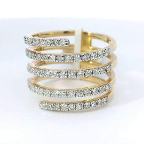 14K Yellow Gold 5-Row Diamond Fashion Ring 1.00 CTW Statement Ring Image 2 Bradley's Jewelers Jacksonville, NC
