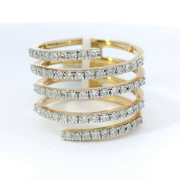 14K Yellow Gold 5-Row Diamond Fashion Ring 1.00 CTW Statement Ring Image 3 Bradley's Jewelers Jacksonville, NC