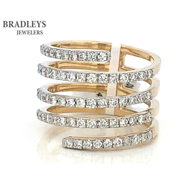 14K Yellow Gold 5-Row Diamond Fashion Ring 1.00 CTW Statement Ring Bradley's Jewelers Jacksonville, NC