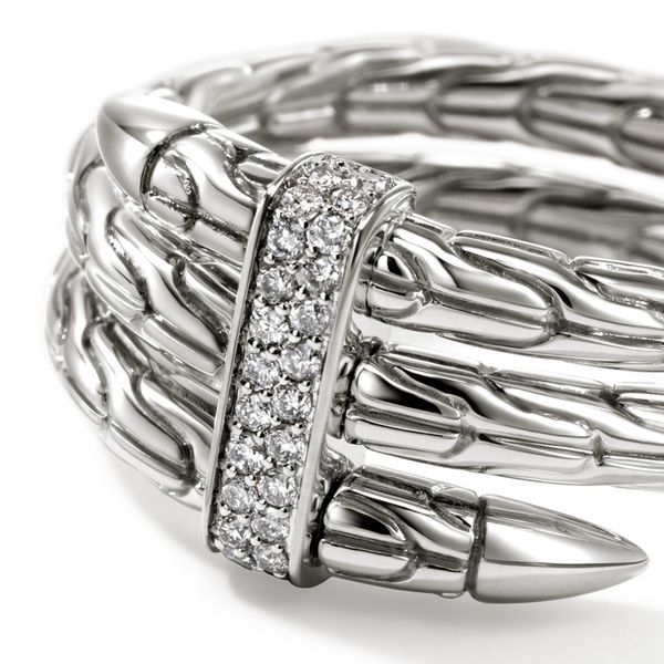 John Hardy Sterling Silver .12 CTW Diamond 3 Row Spear Ring Size 8 Image 2 Bradley's Jewelers Jacksonville, NC
