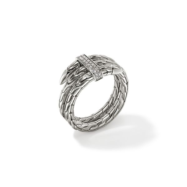 John Hardy Sterling Silver .12 CTW Diamond 3 Row Spear Ring Size 8 Image 3 Bradley's Jewelers Jacksonville, NC