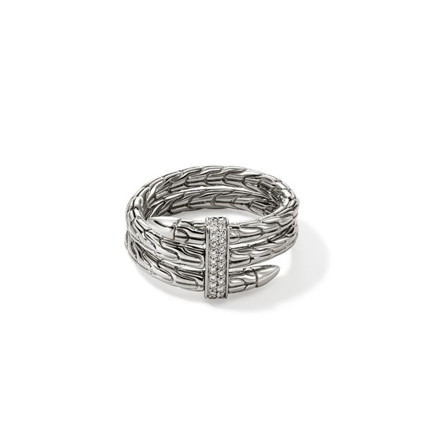 John Hardy Sterling Silver .12 CTW Diamond 3 Row Spear Ring Size 8 Bradley's Jewelers Jacksonville, NC