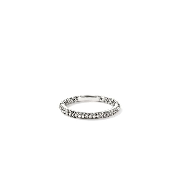 John Hardy Essentials Sterling Silver Diamond Pave Band Ring Size 7 Bradley's Jewelers Jacksonville, NC