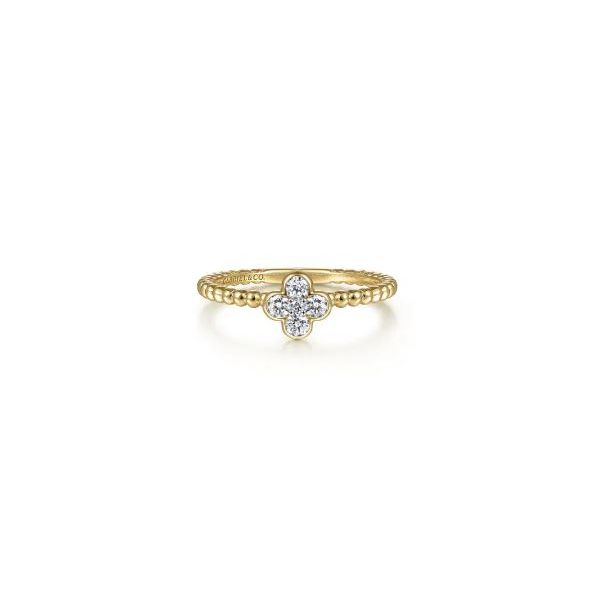 Gabriel & Co 14K Yellow Gold .18Ctw Diamond Bujukan Bead Stackable Ring Bradley's Jewelers Jacksonville, NC