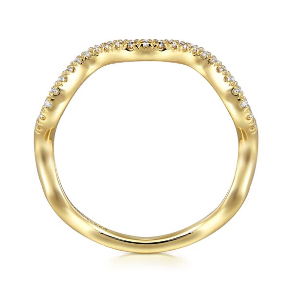 Gabriel & Co 14K Yellow Gold Diamond Wave Ring – Stackables Collection Image 2 Bradley's Jewelers Jacksonville, NC