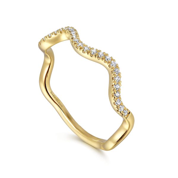 Gabriel & Co 14K Yellow Gold Diamond Wave Ring – Stackables Collection Image 3 Bradley's Jewelers Jacksonville, NC
