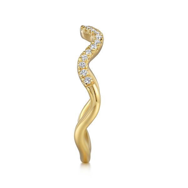 Gabriel & Co 14K Yellow Gold Diamond Wave Ring – Stackables Collection Image 4 Bradley's Jewelers Jacksonville, NC