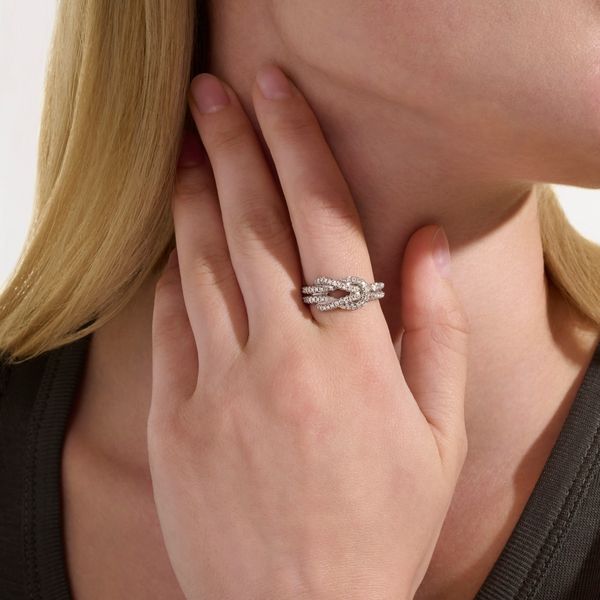 John Hardy Love Knot Silver Diamond Pave Earrings .48CTW Image 5 Bradley's Jewelers Jacksonville, NC