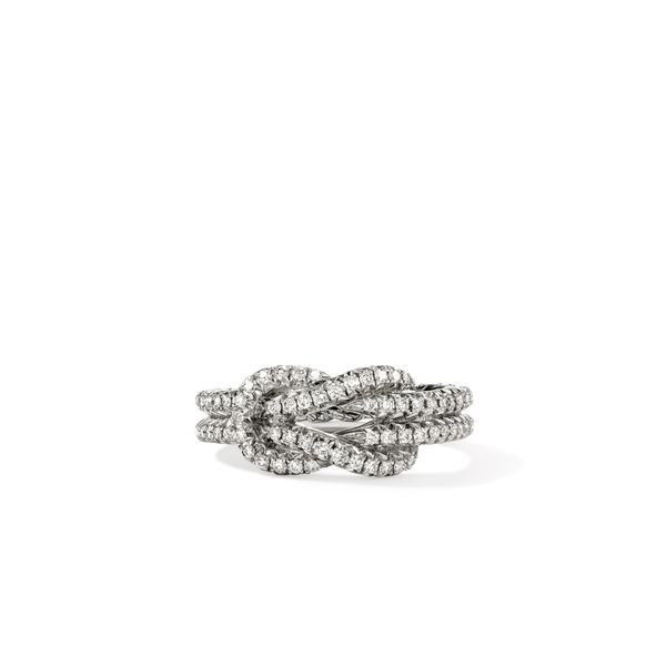 John Hardy Love Knot Silver Diamond Pave Earrings .48CTW Bradley's Jewelers Jacksonville, NC