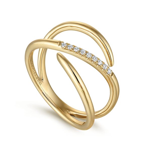Web Title:<br>Gabriel & Co 14K Yellow Gold Split Shank Pave Diamond Wrap Ring – Kaslique Collection Image 3 Bradley's Jewelers Jacksonville, NC