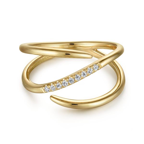 Web Title:<br>Gabriel & Co 14K Yellow Gold Split Shank Pave Diamond Wrap Ring – Kaslique Collection Bradley's Jewelers Jacksonville, NC